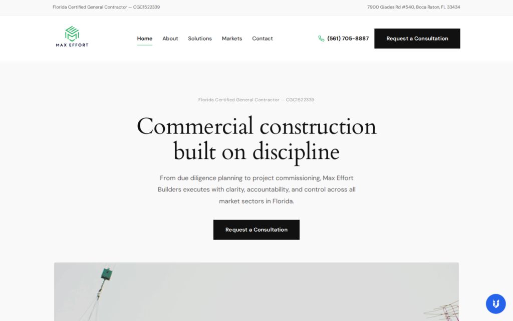 Max Effort Builders website